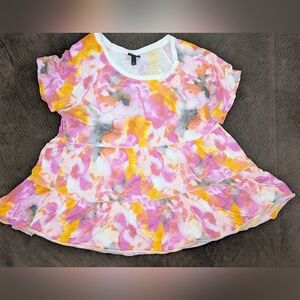 Torrid Babydoll Slub Scoop Neck Tiered Top, Size 3